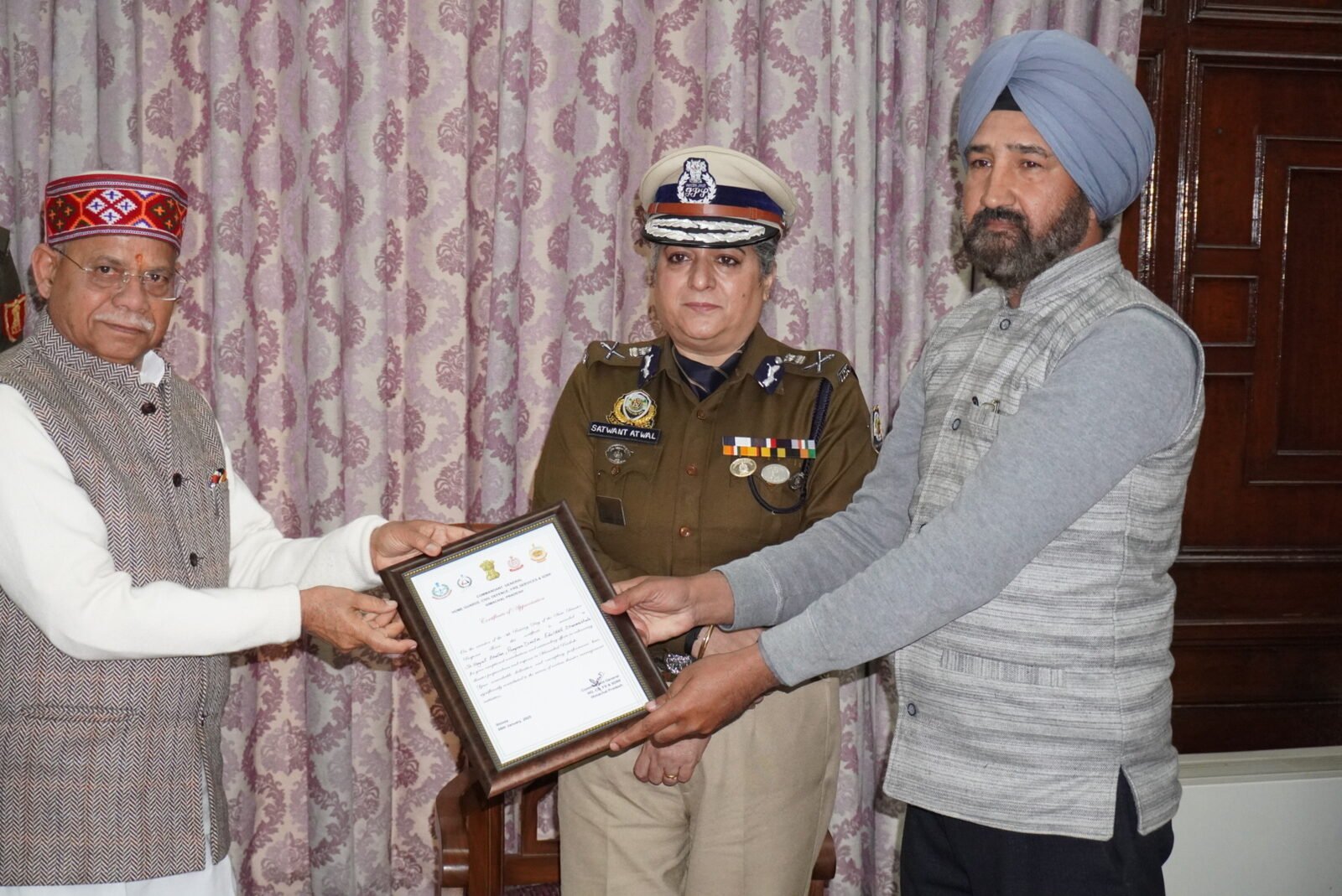 EDMRC leadership receiving Certificate of Appreciation at Raj Bhavan, Shimla